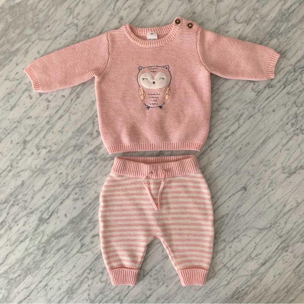 NWOT Baby Girl Pink and White Winter Sweater Set, Carter’s Just One You, 3 Month